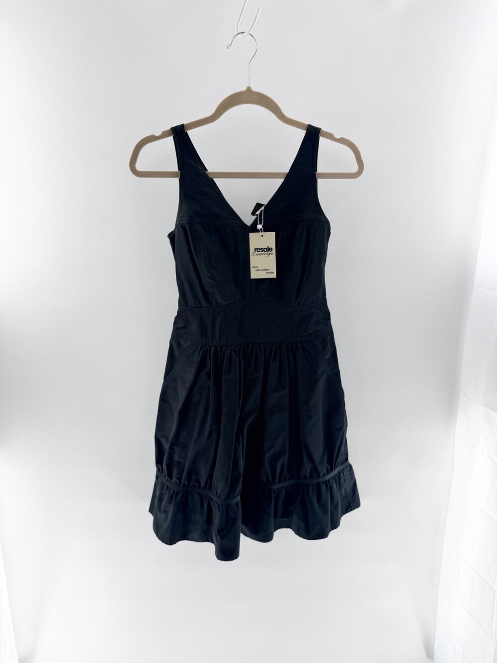 Marc Jacobs Vintage Taffeta Sleeveless V-Neck Mini Dress Black Women's Size 0